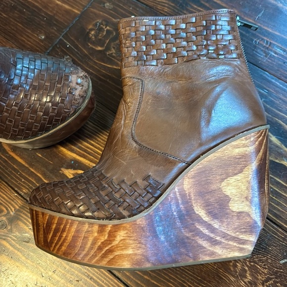 BED|STÜ Cobbler Series Woven Leather and Wood Heel Wedge Boots - Picture 7 of 11